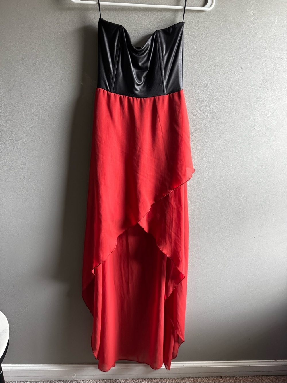 Joyce Leslie Red High-Low Slip Dress with Black Bodice